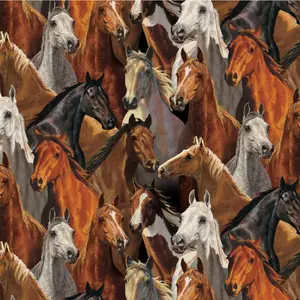Packed Horses - 44 Inches Wide 100% Cotton - Spring Creative