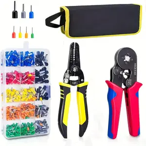 KOTTO Ferrule Wire Terminal Block Crimping Tool Plier Tool Kit Set with 860 Ferrules, Wire cutter, Storage Bag, UL Color AWG Guidelines, Industry Standard Coded Ferrules