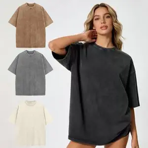 Unisex 1/3 Pack 100% Cotton Crew Neck T-Shirts, Heavyweight Short Sleeve Vintage Acid Wash Basic Tees, Casual Streetwear Tops for Men & Women