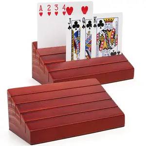 LotFancy Playing Card Holder for Kids, Adults, Seniors, 2 Pack, Wooden Hands Free Card Holders for Playing Cards, Family Card Game Nights, Canasta, Poker Parties, 6” x 3.1” x 2.4”