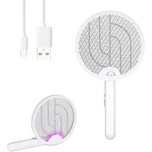 Electric Fly Swatter, Bug Zapper Racket Indoor with USB Rechargeable, Mosquitoes Trap Lamp for Indoor Mosquito Bat, Fruit Fly Killer for Home