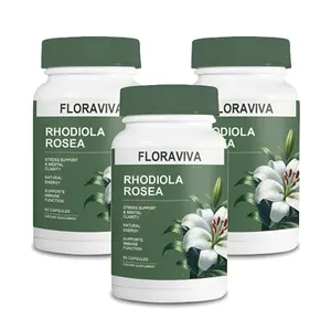 3 Bottles of Floraviva Natural Rhodiola Rosea Wellness Capsules 500mg - Natural Adaptogen Supplement for Stress Support, Mental Focus & Energy - | boost immune repair | Boosts Energy&Stamina (60 Capsules)