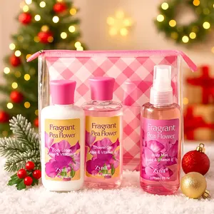 Zynii Scented Care Trio Body Wash + Body Lotion + Body Spray Sweet Pea Fragrance Delicate Floral Scent Silky Smooth Touch Velvety Texture Gentle Cleansing Moisturizing & Hydrating Long-Lasting Fragrance Gentle Cleansing Year-Round Use