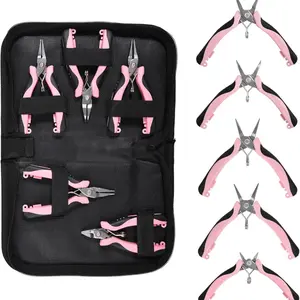 5-Piece Mini Pliers Set, Includes Needle Nose, Round Mouth, Flat Jaw, Bent Jaw, Diagonal Cutters, Precision Tools for Crafts, Electronics, Jewelry, with Storage Bag, Pliers For Jewelry Making