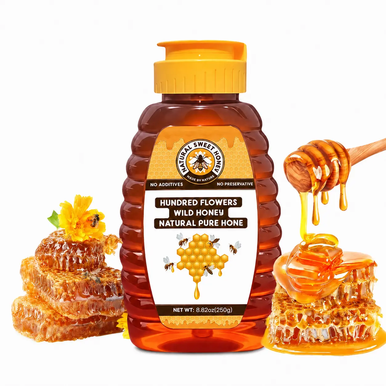 Bulk Pure Honey - Unprocessed Chemical-Free Natural Sweetener, Healthy Sugar Substitute for Keto Lifestyle, Bulk Pack (8.82/12.6 oz)