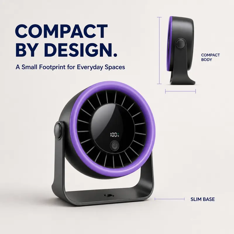 Desktop Fan Quiet Portable Fan Turbo Table Fan for Office Bedroom White noise fan Air Circulator Fan with 100 Speeds 120 °Adjustable Tilt Digital Display Low Noise Rechargeable Battery Wall-Mouted Design for Home Office Travel Small Table Fans desk