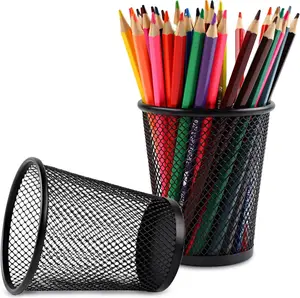 Pencil Holder 2 Pack, Black Mesh Desk Pen Holders,  Metal Pen Cup Holder for Desk, Office, , School