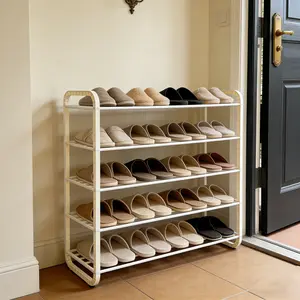 Household 5-Tier Shoe Rack Wrought Iron Entryway Shoe Rack for Indoor Dormitory Easy to Assemble Entry Level Shoe Storage Solution