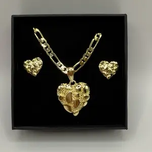NUGGET HEART Necklace With Earring nugget  Gold Plated size available