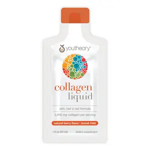 Youtheory Collagen Liquid - 5,000 mg - For Hair Growth, Skin & Nails* - Supports Joint, Bone & Muscle Health* - With Amino Acids - Berry Flavor - 12 Single Serving Packets (12-Day Supply)