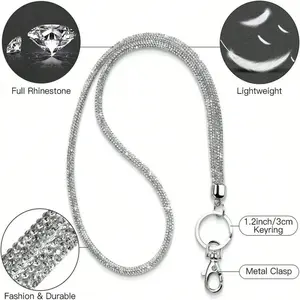 Water Drill Neck Lanyard for ID Cards & Keys, 31.5 Inch (80 Cm) with Metal Buckle & Key Ring, Crystal Office Personalized Lanyard