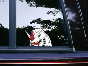 Gundam Peeker Peeking Sticker Car Decals Waterproof Weatherproof Vinyl Laptop Decals Anime Mobile Suit Stickers Macbook Decals