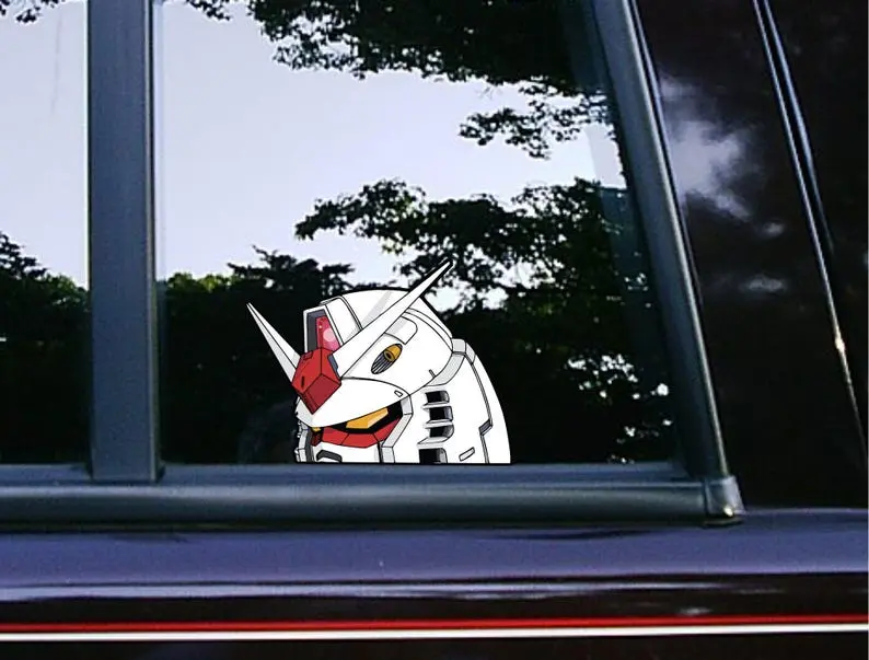 Gundam Peeker Peeking Sticker Car Decals Waterproof Weatherproof Vinyl Laptop Decals Anime Mobile Suit Stickers Macbook Decals