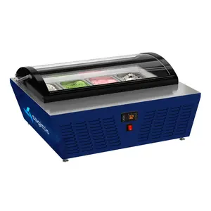 32 in. 4-Pan Countertop Ice Cream Display Freezer with Curved Glass Top in Stainless-Steel (KM-CGDR-4P) - Wrap