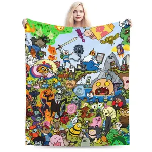Adventure Time Blanket, Anime Throw Blanket For Bed Sofa Couch, Super Soft Flannel Blanket For Bedroom Livingroom