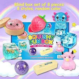 8-Piece Set Mystery Squishy Box, Blind Box Malt Sugar Stress Relief Fidget Toys, Sensory Bundle, Creative Slow-Return Squishy, Party Gift, 8 Different Styles