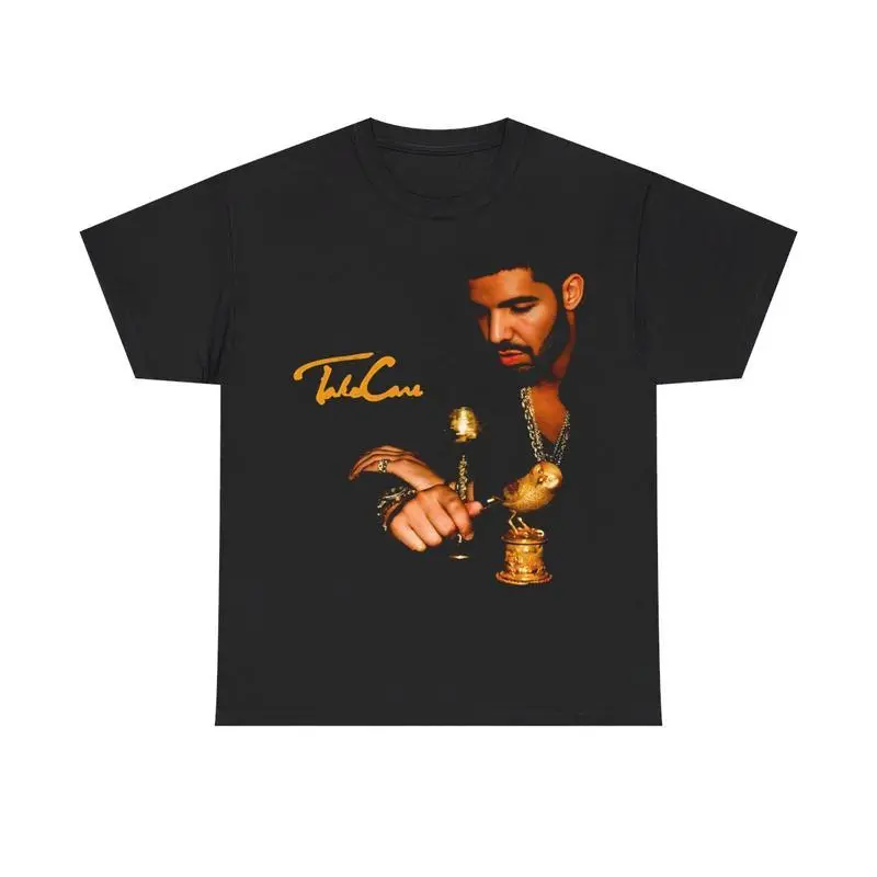 Drake Vintage Hip Hop Rap Shirt Streetwear Music Inspired Shirt For Take Care Fan Casual Classic Cotton Menswear Retro T-Shirt Top Comfy Graphic Smooth Tee Underwear Tshirt Shortsleeve