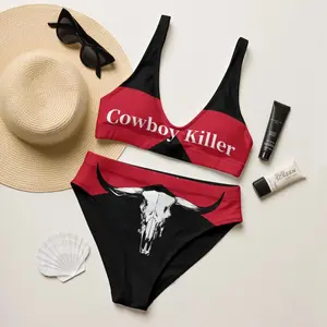 Cowboys Red Black Bikini Set, Bathing Suit for Women, Cute Bikini, 2026 Independence Day Gift, Quick-Drying, Summer Beach Outfit, Gift for her
