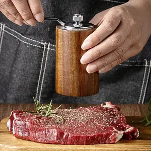 Hand-Cranked Pepper & Salt Grinder, Kitchen Gadgets, Solid Wood Manual Kitchen Bottle, Ideal for Pepper, Sea Salt & Spices, Eco-Friendly Design