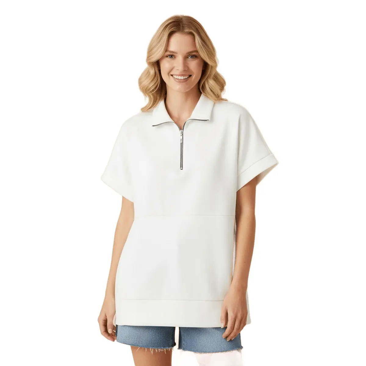 Heimish - Scuba Half Zip Oversized Top (4 Colors)