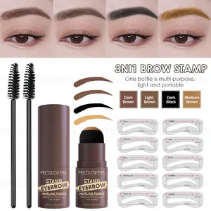 Eyebrow Stamp Stencil Kit 1 Pcs Eye Brow Stamp Shaping Kit Long-Lasting Waterproof Eyebrow Makeup Brow Shape with 10 PCS