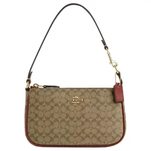 COACH Nolita 19 Classic Monogram Zippered Wristlet and Clutch in Coated Canvas and Smooth Leather for Women