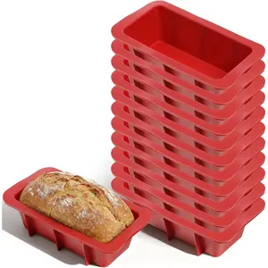 12 Pack Mini Bread Loaf Pans for Baking, Small Bread Loaf Pan Set, Rectangular Non-Stick Baking Mold Pans for Oven, Bread, Cake, Easy Release (Red)