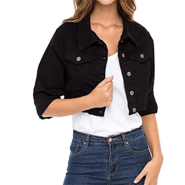 SKYLINEWEARS Ladies Oversized Cropped Long Sleeve Denim Jacket Cotton Fabric