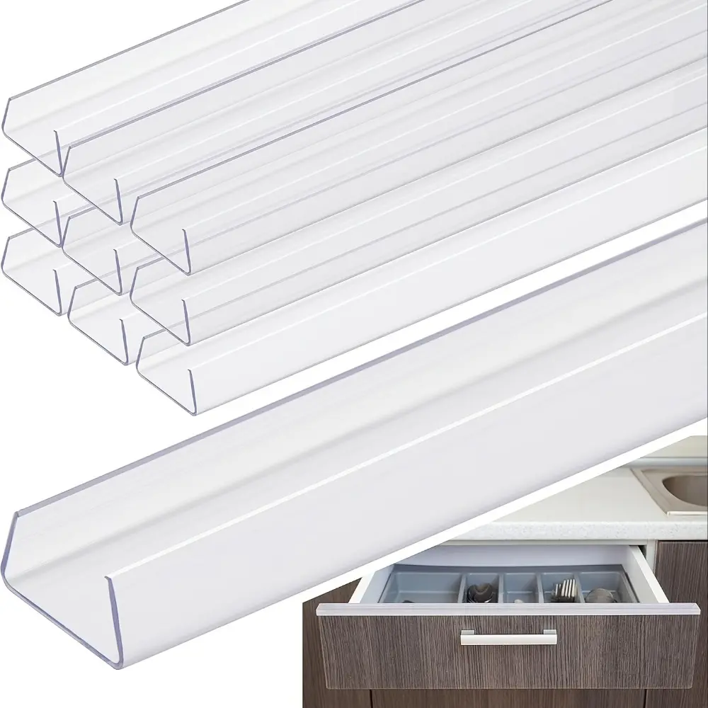 10pcs/5pcs snug-fit 18-inch cabinet door protectors, Drawer Protectors, flexible slip-on PVC plastic edge guards, slim transparent cabinet edge protection, prevents wear, cracking, and discoloration, cabinet door buffer, for Drawer Buffers Home