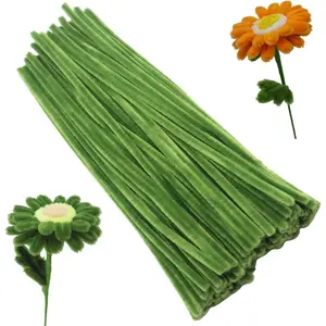 100 count Moss Green Craft Pipe Cleaners,6mm x 12inch Thick Fuzzy Chenille Stem Sticks Pipe Cleaners for Craft Art DIY Projects Decorations