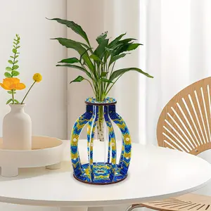 DIY Diamond Painting Jigsaw Puzzle Vase Kit 5x6.1in Acrylic Round Drills Creative Desktop Ornament for Parties Festivals Gifts for Beginners