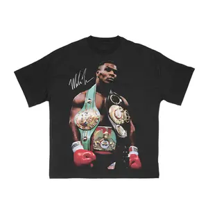 Mike Tyson T-Shirt , Boxing Graphic Tee, Y2K Shirt,  Vintage Streetwear, Autographed T-Shirt Cotton Fabric  Top