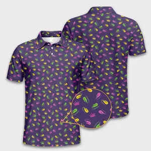 Mardi Gras Lobster Polo Shirt Unisex, Mardi Gras Beads Polo Shirt Button Up, Carnival Party Outfit, Fleur De Lis Polo Top