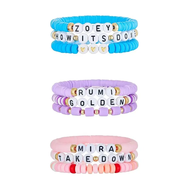 Friendship Bracelets for Merch , Aesthetic Bracelets Gifts for Concert Outfits, Stackable Polymer Clay Letter Jewelry Accessories for Women & Men