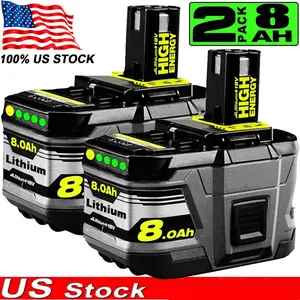 High quality  2PACK 8.0Ah Battery For RYOBI P108 18V One Plus High Capacity 18 Volt P104 P105