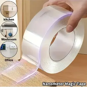 Strong Nano Double Sided Tape Transparent Reusable Washable Traceless Waterproof Heat-Resistant Adhesive Tape for Home Kitchen Car Office & DIY Use