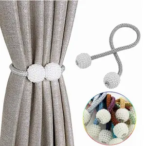 2pcs Magnetic Curtain Straps Curtain Holder Pompom Tieback Magnetic Clips Hanging Balls Tie Back Home Decoration Accessories