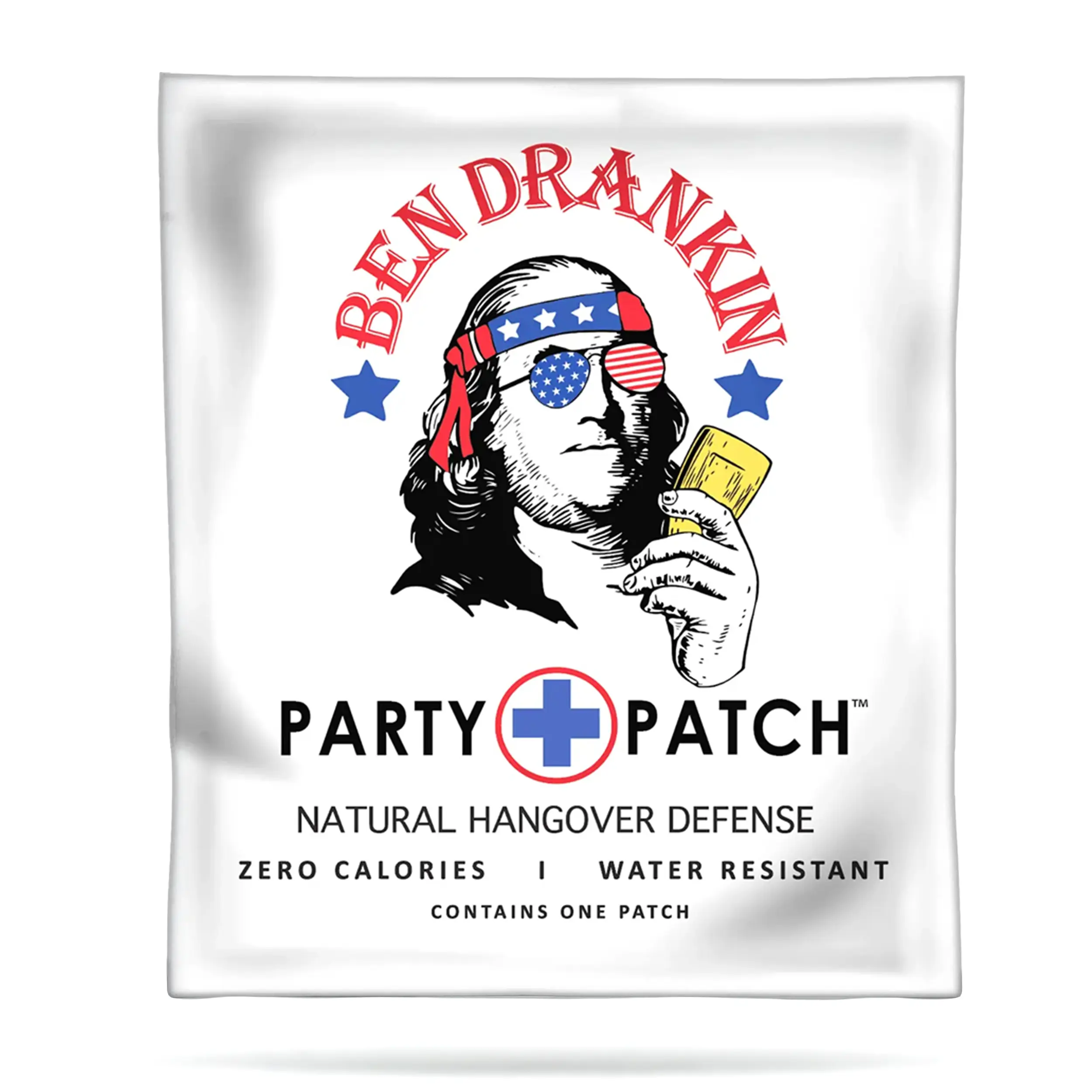 Party Patch - Ben Drankin Patch Water-Resistant Patch, Recovery Sticker, Party Attire Accessory for Celebrations and Nights Out
