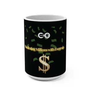 Manifesting Millions Mug 15oz - Law of Attraction Cup, Wealth Affirmation Coffee Mug, Inspirational Quote Tea Cup, Money Manifestation Gift,