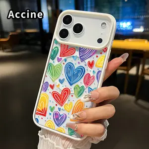Magnetic Phone case for iPhone 17 16  Pro Max Plus 15 14 13 12 11 Air E Rainbow Heart Symphony Pattern Non-Yellowing Shockproof Soft Silicone Transparent Acrylic Cover Supports Wireless Charging