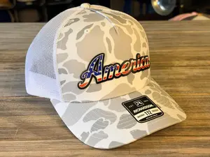 America Red, White & Blue Script on Richardson 112 SnapBack Cap