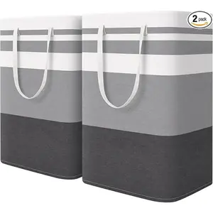 Large Capacity Dirty Clothes Basket, 2 Counts Foldable Clothes Storage Bag with Handle, Clothes Storage Organizer for Home Bedroom Living Room