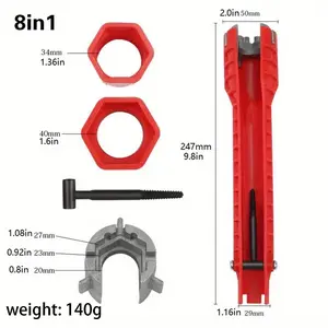 8 in 1 Multi-functional Sink Wrench, Bathroom Water Pipe Faucet Installation Repair Tool, Multifunctional Wrench Suitable for Hotel/Restaurant/Commercial, Multifunctional Wrench Set, Heavy Duty Wrench Swivel Socket