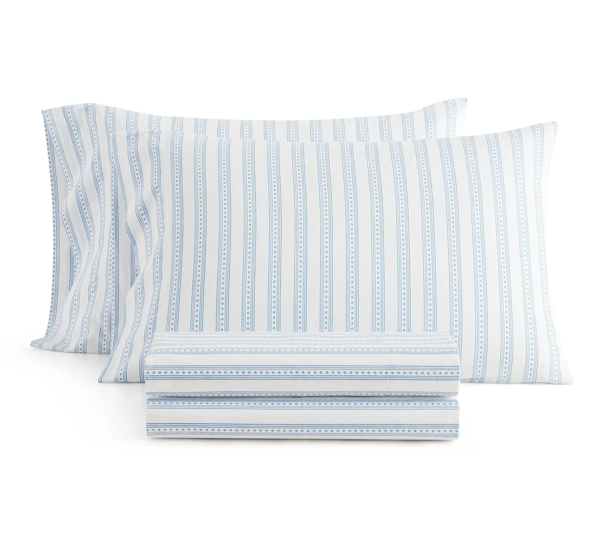 Martha Stewart Francesca Stripe White/Blue KingSheet Set