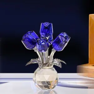 Elegant Crystal Glass Rose Figurine, Home Decor Ornament, Romantic Gift for Any Occasion, Ideal for Festival