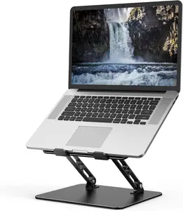 Adjustable Laptop Stand for Desk, Metal Foldable Laptop Riser, Portable Laptop Holder, Ventilated Cooling Computer Notebook Stand Compatible with 10-15.6” Laptops