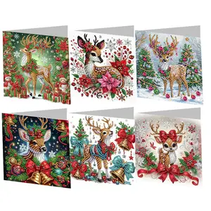 Christmas Diamond Painting Cards Set, Includes Envelopes, Butterfly & Flower Designs, Perfect for Holidays, Birthdays, Mother's Day