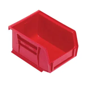 212 MAIN Quantum QUS210RD Rectangular Stacking Bin, 0.625 in. Polypropylene Home Organizer Storage Box for Shelf Storage, Red