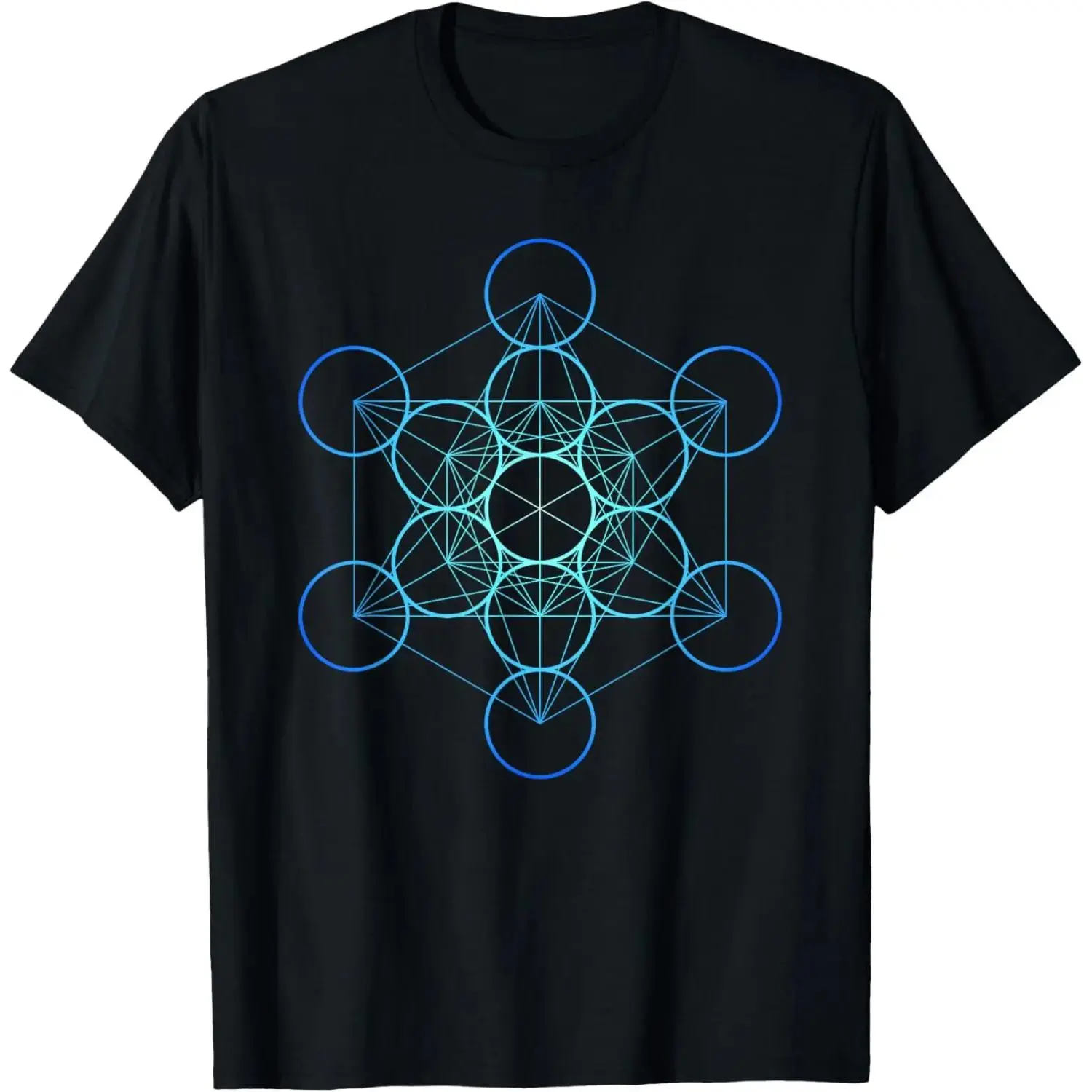 Indigo Metatron's Cube Sacred Geometry Men's T-Shirt, Fashion Casual Sports Top with Sleeve