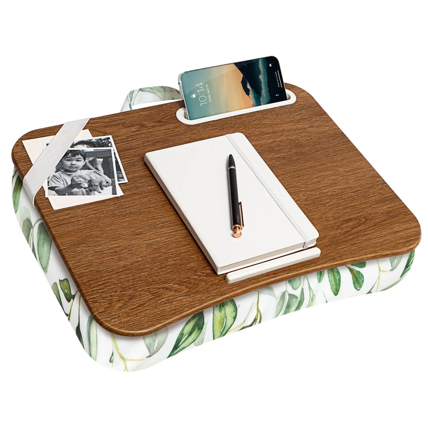 LapGear Designer Lap Desk - Foldable, Portable Writing Desk with Phone Holder, Microbead Cushion, Fits Up to 15.6" Laptops for Remote Work, Learning, Foldable Desk